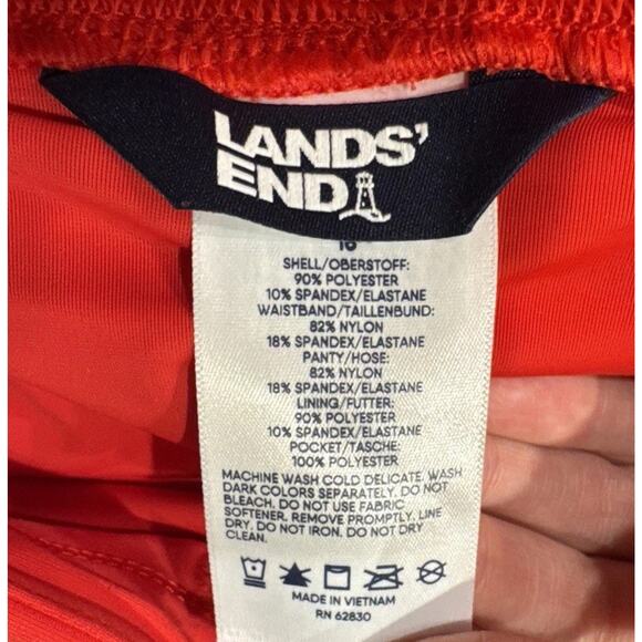 Lands End Red Swim Shorts Women's Size 16 Built In Brief Quick Dry Vacation - Picture 6 of 10